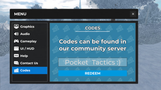 Realistic Car Driving codes redemption screen with Pocket Tactics written in