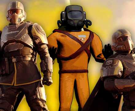 Characters from Helldivers 2 and Lethal Company