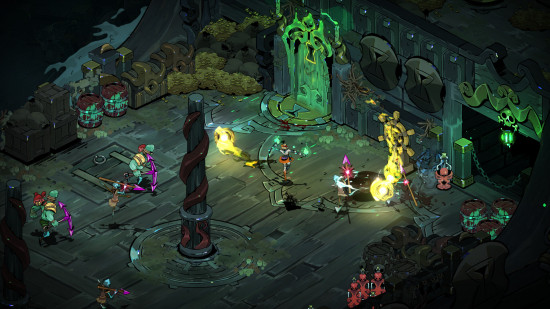 Isometric view of a battlefield from Hades 2.
