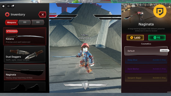 Dueling Grounds - Lista de Armas Dueling Grounds tier list: uma captura de tela da loja de armas em Dueling Grounds