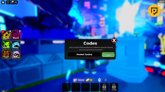 Anime Crusaders codes redemption screen next to a huge glowing star